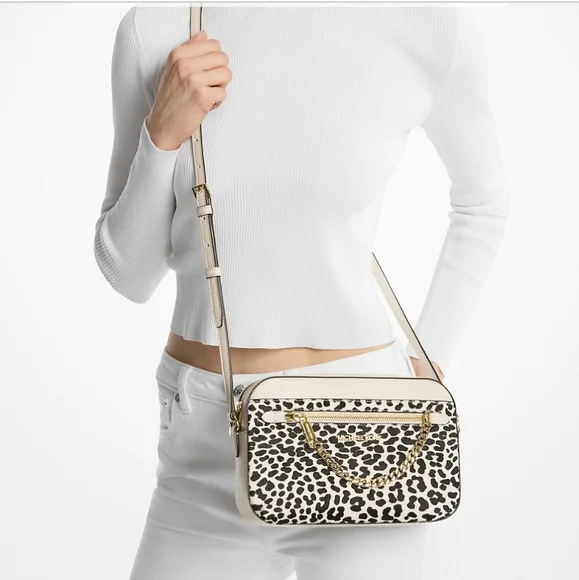 Michael Kors Black and White Leopard Print Crossbody Bag - Picture 4 of 4